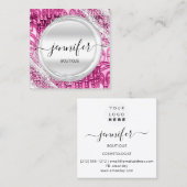 プロフェッショナルメイクアップアーティストピンクシルバーグレーロゴ スクエア名刺 (正面/裏面)