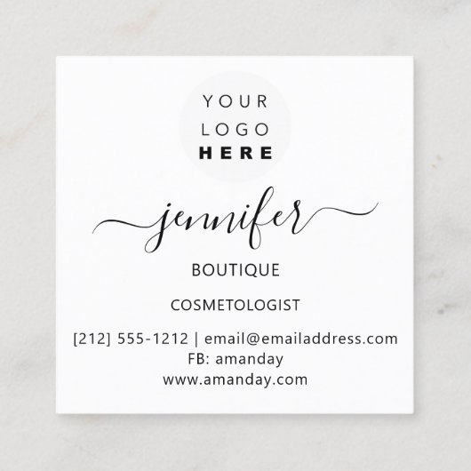 プロフェッショナルメイクアップアーティストピンクシルバーグレーロゴ スクエア名刺 (裏面)