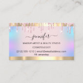 プロフェッショナルメイクアップアーティストピンクホログラフドリップルクス 名刺 (裏面)