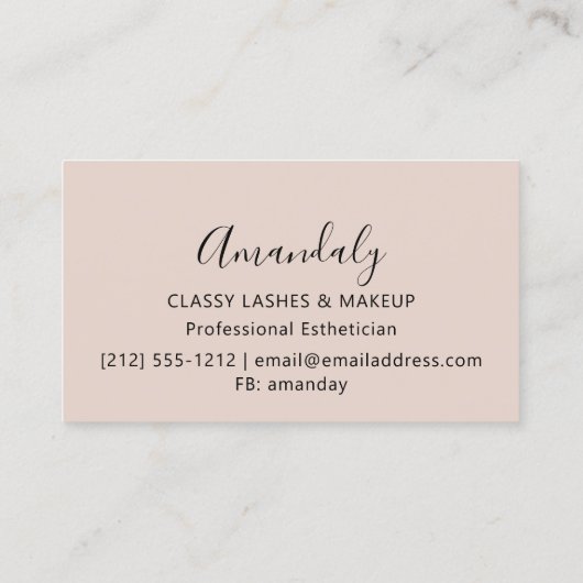 プロフェッショナルメイクアップアーティストブラウンまつ毛金ゴールドVIP 名刺 (裏面)