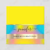 プロフェッショナルメイクアップアーティストヘア爪、 ネイル金ゴールド黄 スクエア名刺 (正面)