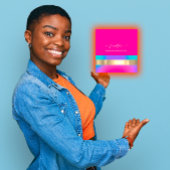 プロフェッショナルメイクアップアーティストホログラフィックブルーピンク スクエア名刺