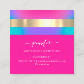 プロフェッショナルメイクアップアーティストホログラフィックブルーピンク スクエア名刺 (裏面)