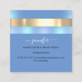 プロフェッショナルメイクアップアーティストホログラフピンクブルー スクエア名刺 (裏面)