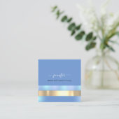 プロフェッショナルメイクアップアーティストホログラフピンクブルー スクエア名刺 (スタンド正面)