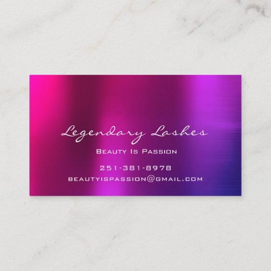 プロフェッショナルメイクアップアーティストホログラフピンクベリー 名刺 (裏面)