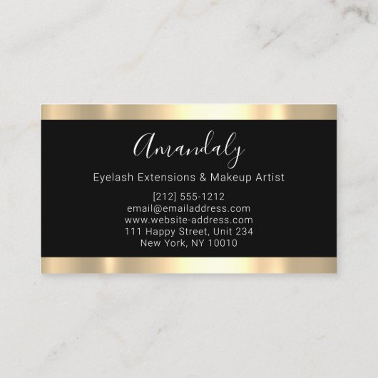 プロフェッショナルメイクアップアーティストラッシュアイズグリッターブラック 名刺 (裏面)