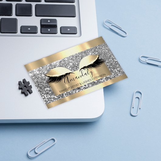 プロフェッショナルメイクアップアーティストラッシュイベントグレー金ゴールド 名刺