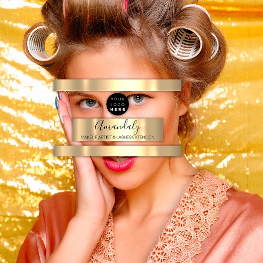 プロフェッショナルメイクアップアーティストラッシュカスタムロゴ金ゴールド 名刺