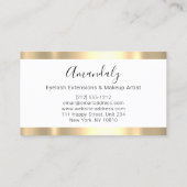 プロフェッショナルメイクアップアーティストラッシュカスタムロゴ金ゴールド 名刺 (裏面)