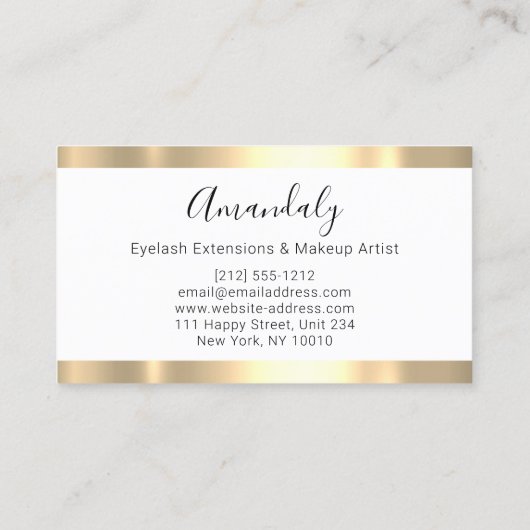 プロフェッショナルメイクアップアーティストラッシュカスタムロゴ金ゴールド 名刺 (裏面)