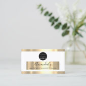 プロフェッショナルメイクアップアーティストラッシュカスタムロゴ金ゴールド 名刺 (スタンド正面)