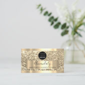 プロフェッショナルメイクアップアーティストラッシュカスタムロゴ金ゴールドV 名刺 (スタンド正面)