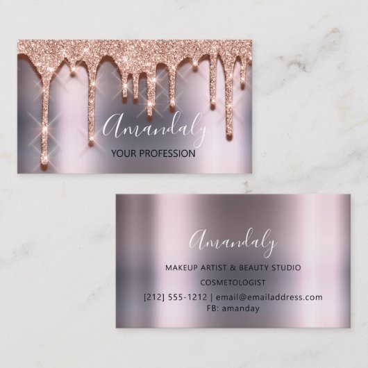 プロフェッショナルメイクアップアーティストラッシュバラ赤面グレー 名刺 (正面/裏面)