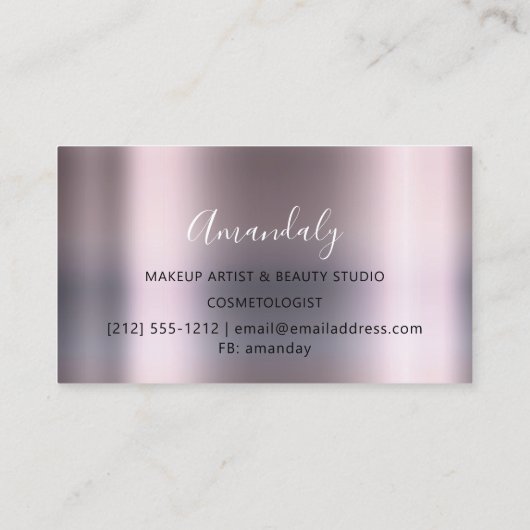 プロフェッショナルメイクアップアーティストラッシュバラ赤面グレー 名刺 (裏面)