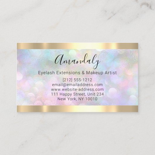 プロフェッショナルメイクアップアーティストラッシュロゴホログラフィック 名刺 (裏面)