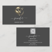 プロフェッショナルメイクアップアーティストラッシュロゴQRコードグラ 名刺 (正面/裏面)