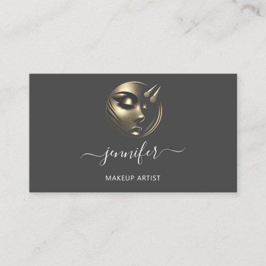 プロフェッショナルメイクアップアーティストラッシュロゴQRコードグラ 名刺 (正面)