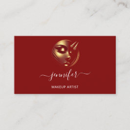 プロフェッショナルメイクアップアーティストラッシュロゴQRコードレッド 名刺