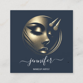 プロフェッショナルメイクアップアーティストラッシュロゴQRブルー スクエア名刺