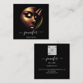 プロフェッショナルメイクアップアーティストラッシュロゴQRBlackWhite スクエア名刺 (正面/裏面)