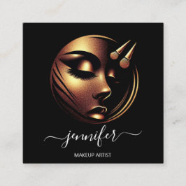 プロフェッショナルメイクアップアーティストラッシュロゴQRBlackWhite スクエア名刺