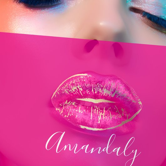 プロフェッショナルメイクアップアーティストリップピンク金ゴールドホワイト 名刺