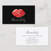 プロフェッショナルメイクアップアーティストリップレッド白黒 名刺 (正面/裏面)