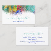 プロフェッショナルメイクアップアーティストレインボー抽象芸術ブルー 名刺 (正面/裏面)