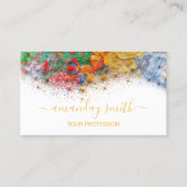 プロフェッショナルメイクアップアーティストレインボー抽象芸術ホワイト 名刺 (正面)