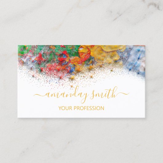 プロフェッショナルメイクアップアーティストレインボー抽象芸術ホワイト 名刺 (正面)