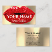プロフェッショナルメイクアップアーティストレッドリップ金ゴールドグリッター 名刺 (正面/裏面)