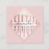 プロフェッショナルメイクアップアーティストロゴブラシバラフレーム スクエア名刺 (正面)