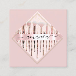 プロフェッショナルメイクアップアーティストロゴブラシバラフレーム スクエア名刺