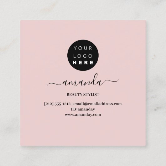 プロフェッショナルメイクアップアーティストロゴブラシバラフレーム スクエア名刺 (裏面)
