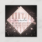 プロフェッショナルメイクアップアーティストロゴブラシバラブラック スクエア名刺 (正面)