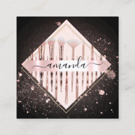 プロフェッショナルメイクアップアーティストロゴブラシバラブラック スクエア名刺