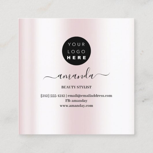 プロフェッショナルメイクアップアーティストロゴブラシバラブラック スクエア名刺 (裏面)