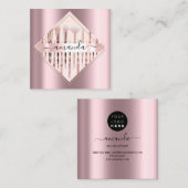 プロフェッショナルメイクアップアーティストロゴブラシバラ赤面 スクエア名刺 (正面/裏面)