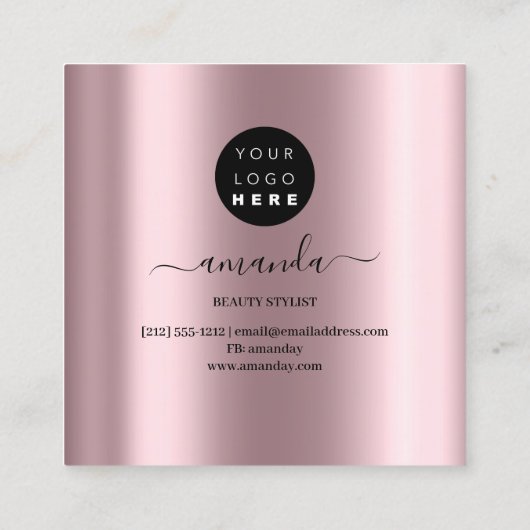 プロフェッショナルメイクアップアーティストロゴブラシバラ赤面 スクエア名刺 (裏面)