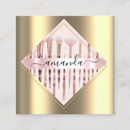 プロフェッショナルメイクアップアーティストロゴブラシバラ金ゴールド スクエア名刺