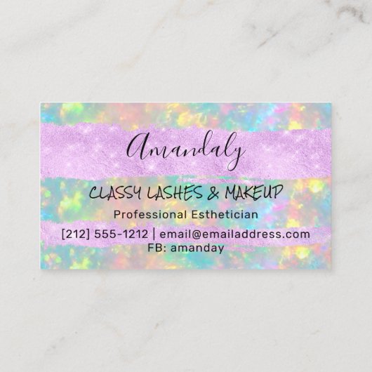 プロフェッショナルメイクアップアーティストロゴホログラフパープル 名刺 (裏面)