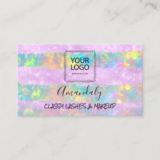 プロフェッショナルメイクアップアーティストロゴホログラフパープル 名刺 (正面)