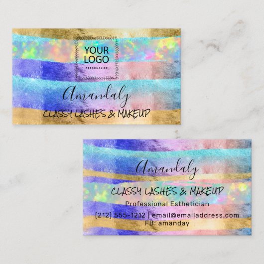 プロフェッショナルメイクアップアーティストロゴホログラフ芸術的 名刺 (正面/裏面)