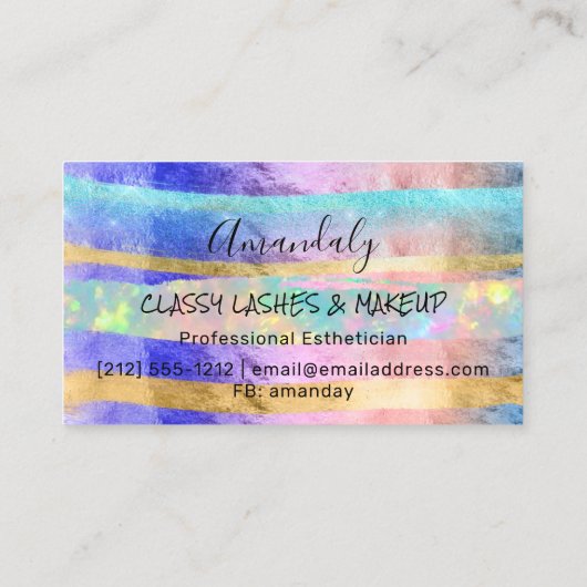 プロフェッショナルメイクアップアーティストロゴホログラフ芸術的 名刺 (裏面)