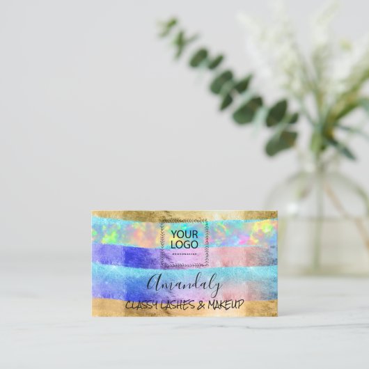 プロフェッショナルメイクアップアーティストロゴホログラフ芸術的 名刺 (スタンド正面)