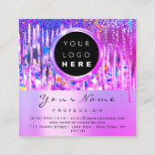 プロフェッショナルメイクアップアーティストロゴリップホログラフィードリップ スクエア名刺 (裏面)