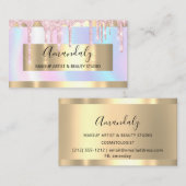 プロフェッショナルメイクアップアーティスト光ピンクのドリップワックス 名刺 (正面/裏面)