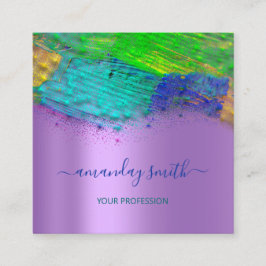 プロフェッショナルメイクアップアーティスト抽象芸術アートワーク青 スクエア名刺