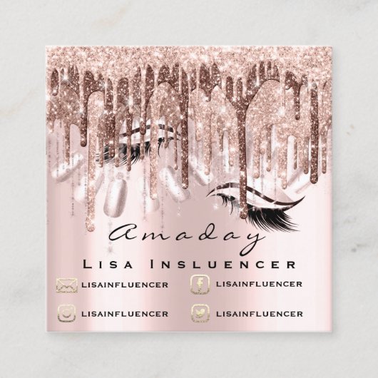 プロフェッショナルメイクアップアーティスト爪、 ネイルマニキュアドリップ スクエア名刺 (正面)
